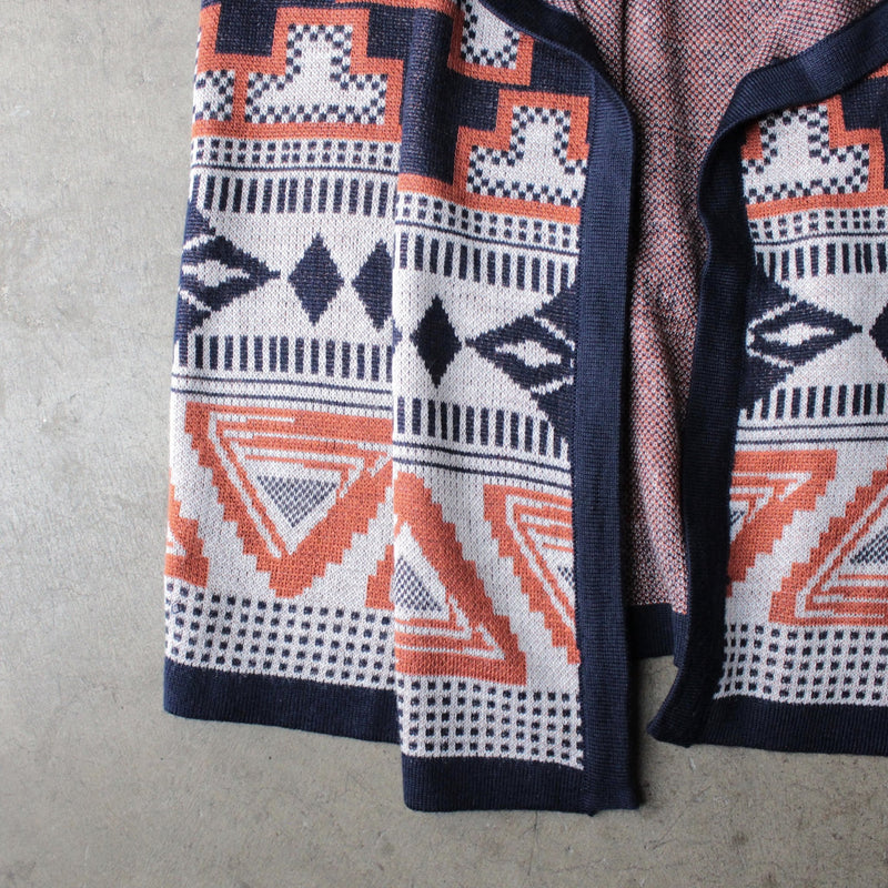 knitted waterfall vest with aztec design - shophearts - 3