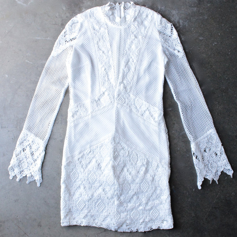 what a mesh longsleeve bodycon dress - white - shophearts - 1