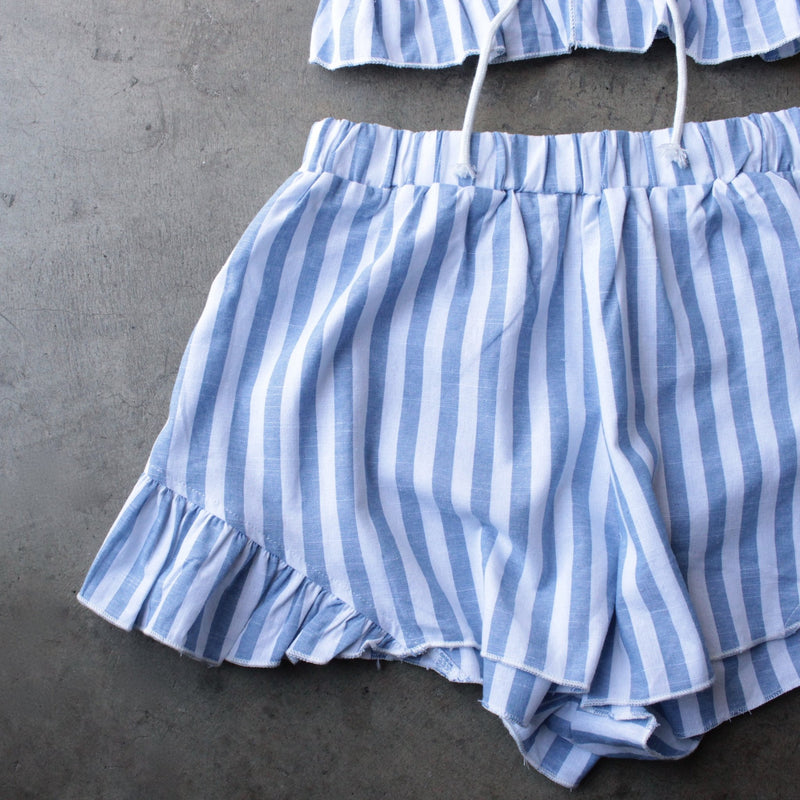 reverse - striped denim blue & white two piece set - shophearts - 2