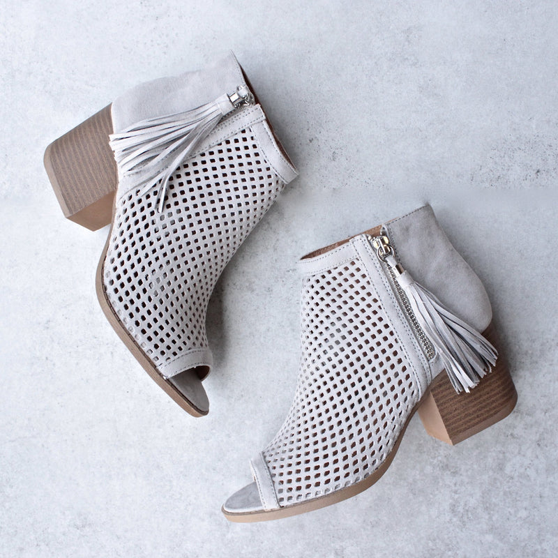 Olivia perforated ankle booties - grey - shophearts - 1