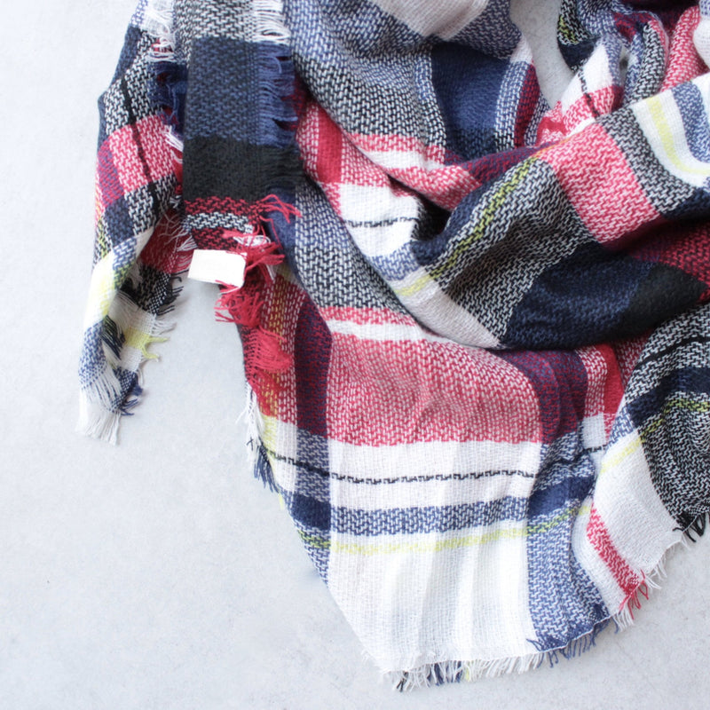 oversize plaid blanket scarf - red - shophearts - 4