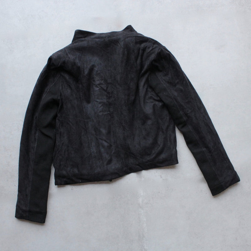 SH faux shearling-trim suede jacket - black - shophearts - 2