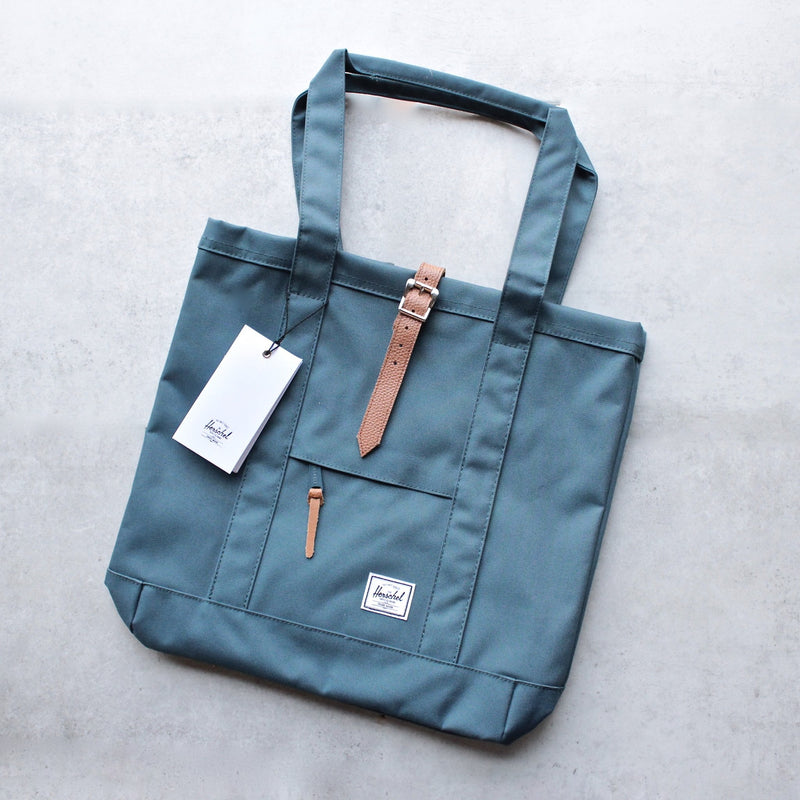 herschel supply co. - womens market tote -  Indian Teal/Tan Pebbled Leather - shophearts - 1