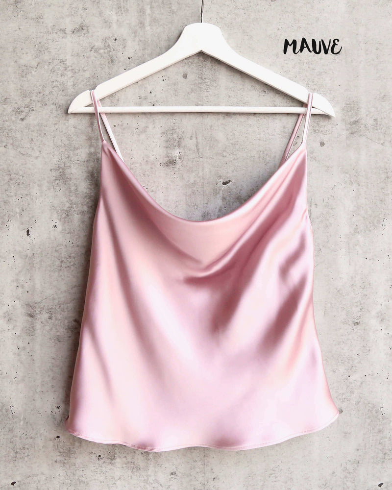 Cowl Neck Satin Cami Tank in More Colors