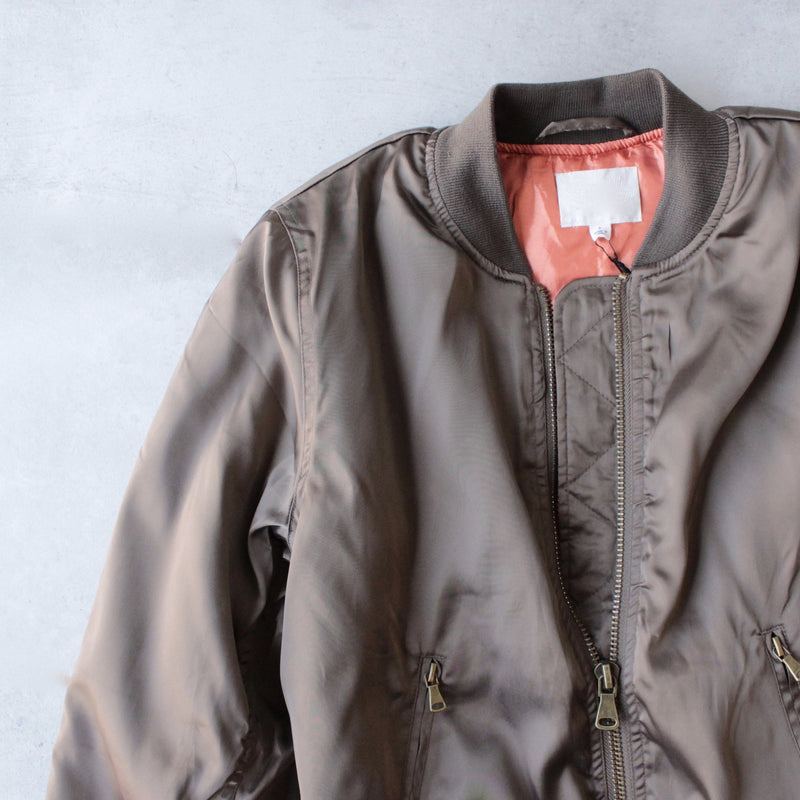 padded satin bomber jacket - olive - shophearts - 3