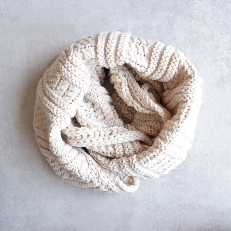 cozy knit infinity scarf oatmeal - shophearts - 1