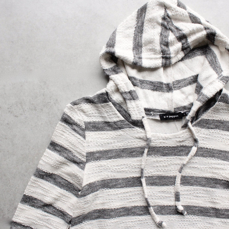 striped vintage lace hem womens hoodie sweater top - shophearts - 4