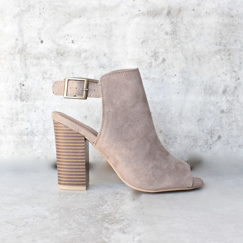 vegan suede sling back chunky peep toe heels - more colors - shophearts - 6