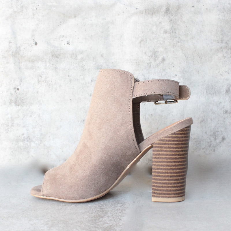 vegan suede sling back chunky peep toe heels - more colors - shophearts - 4