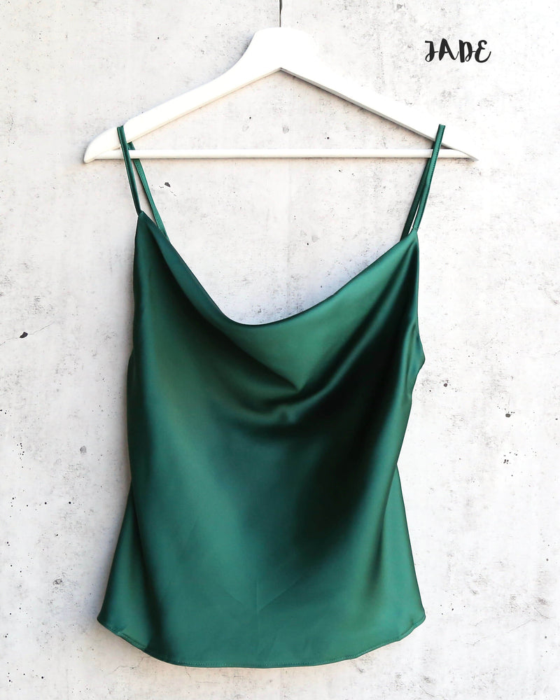 Cowl Neck Satin Cami Tank in More Colors