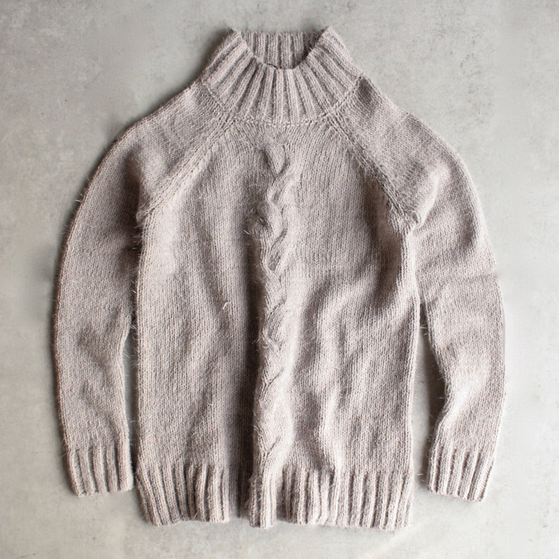 minkpink - now & then mock neck chunky knit sweater - light grey - shophearts - 1