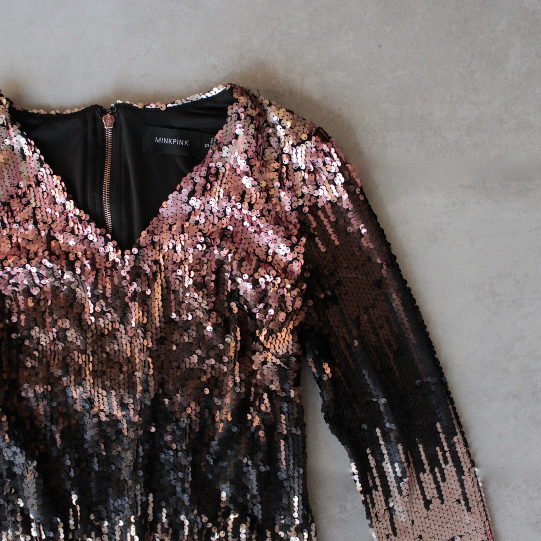 minkpink sequin dress Women's MINKPINK Agnes Wine Purple Sequin Mini Dress | Size: Xs