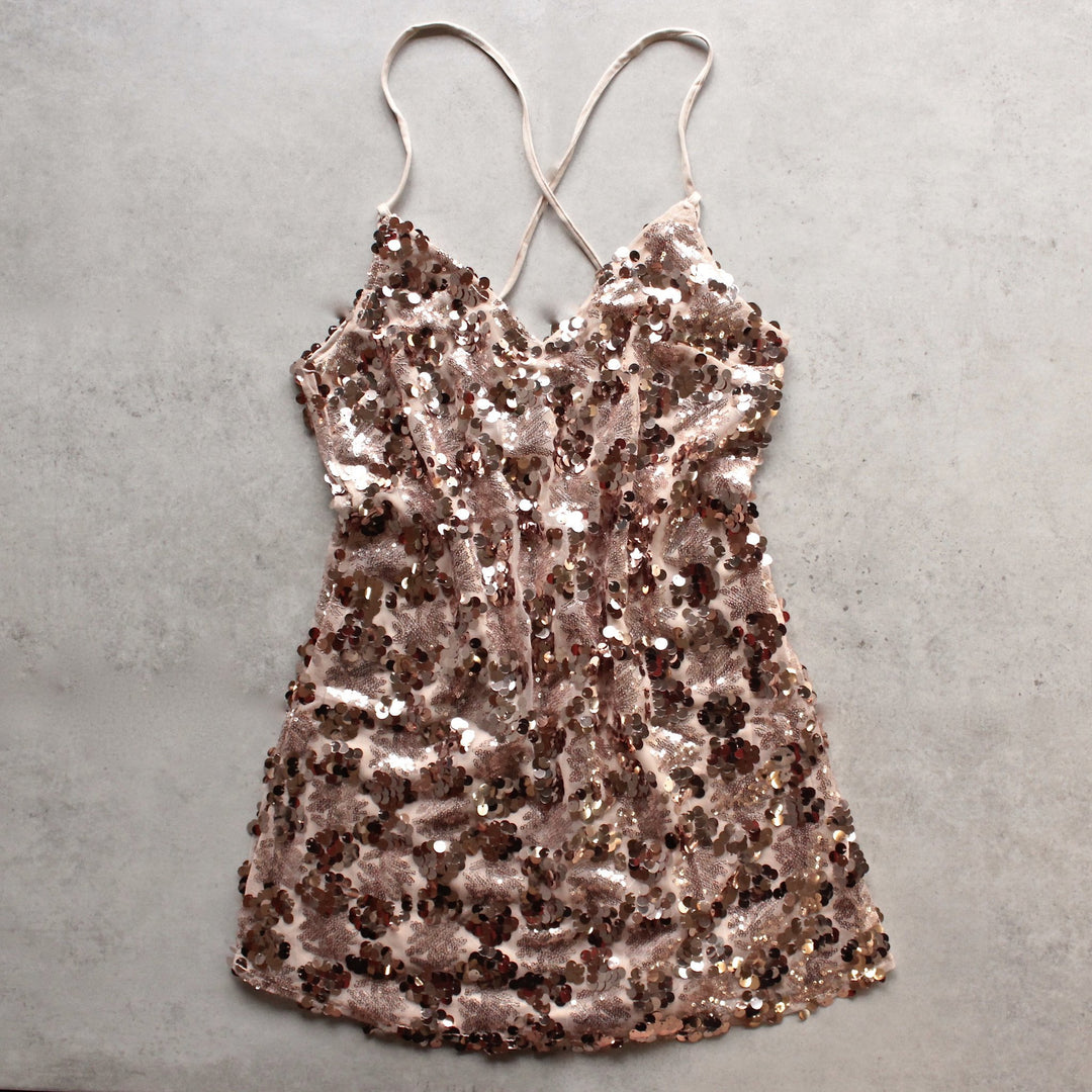 Set the Tone Sequin Disc Mini Dress in Rose Gold Shop Hearts Set the Tone Sequin Disc Mini Dress in Rose Gold Shop Hearts