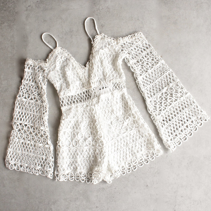 bold crochet overlay romper - white - shophearts - 1