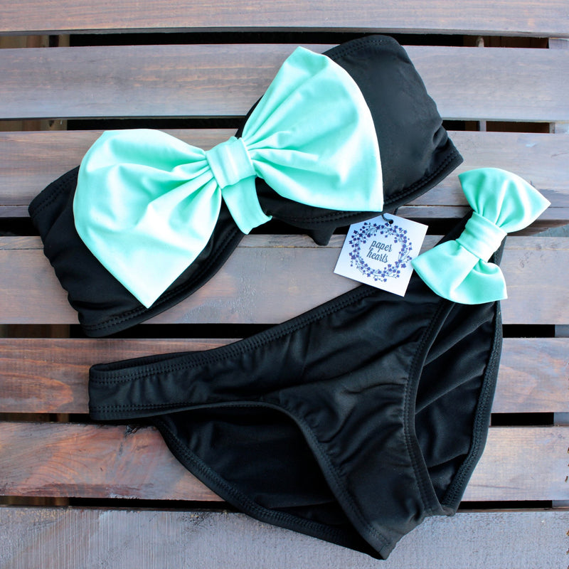 black & mint bow bikini set - shophearts - 1