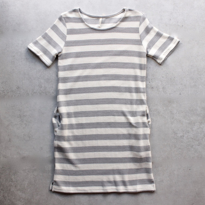 striped french terry tee shirt dress - shophearts - 1