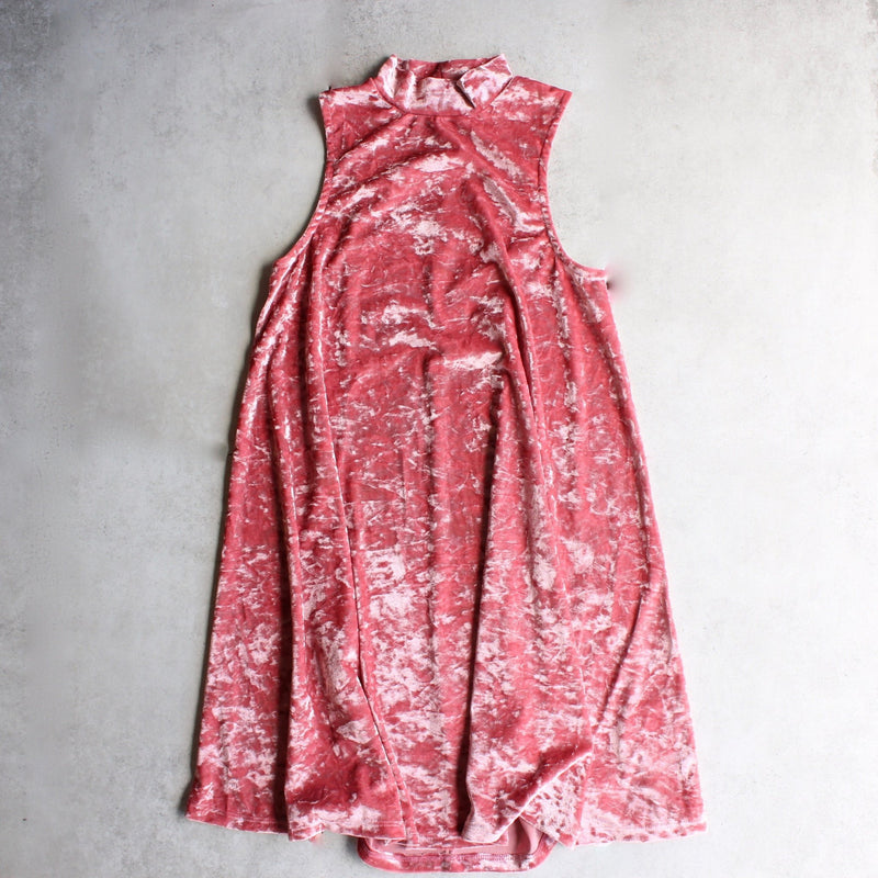 crushed velvet swingy tank dress - coral - shophearts