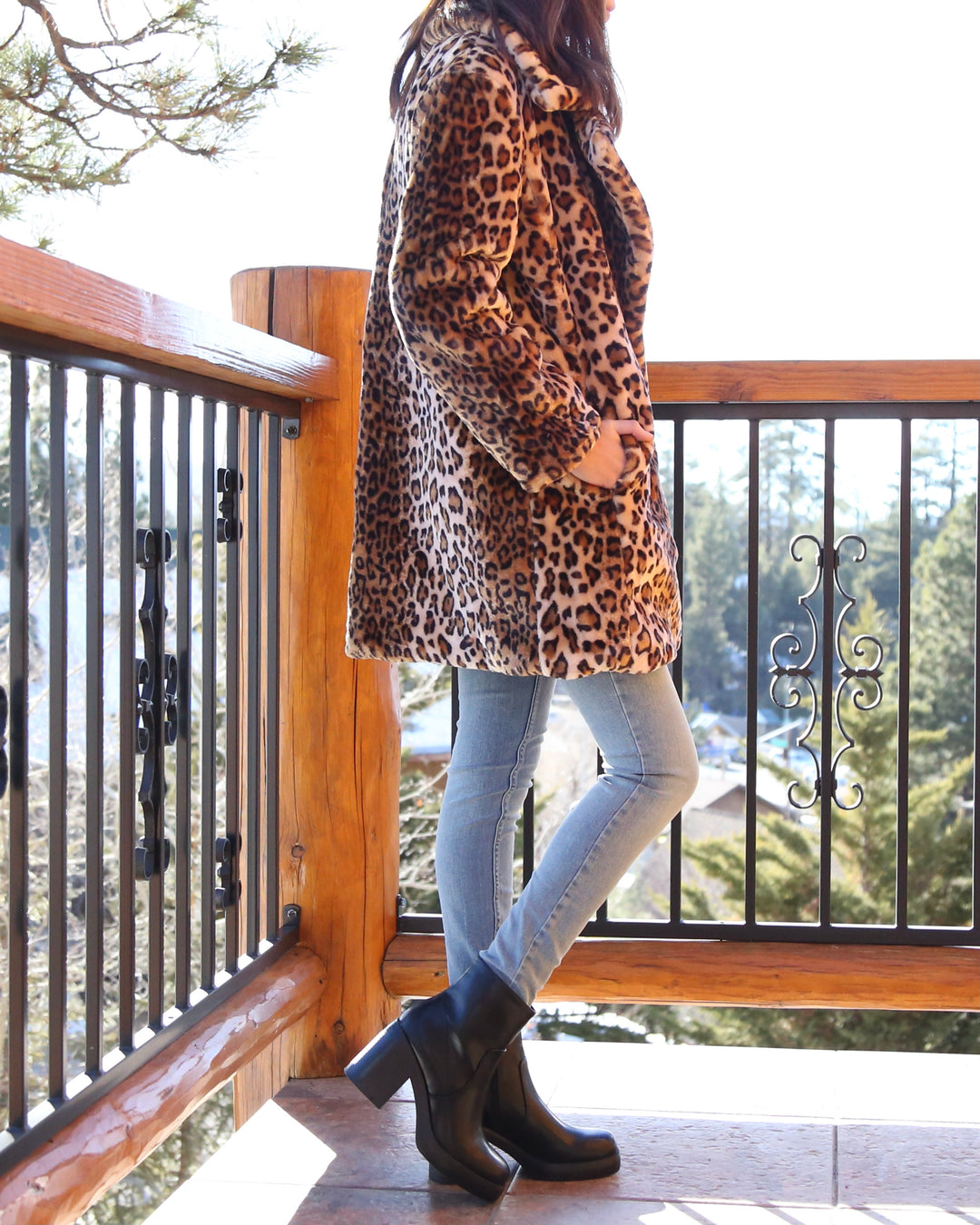 Cotton Candy LA Open Collar Faux Fur coat tan/leopard – Shop