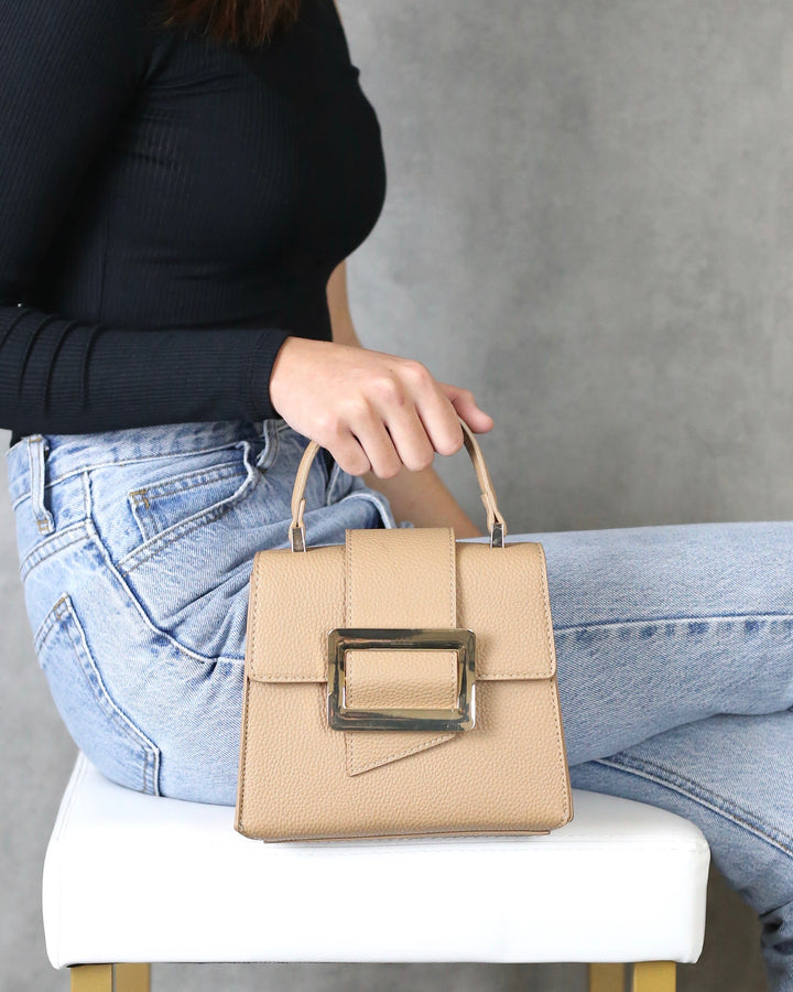Want It Formal Missy Mini Cross Body Purse in Beige