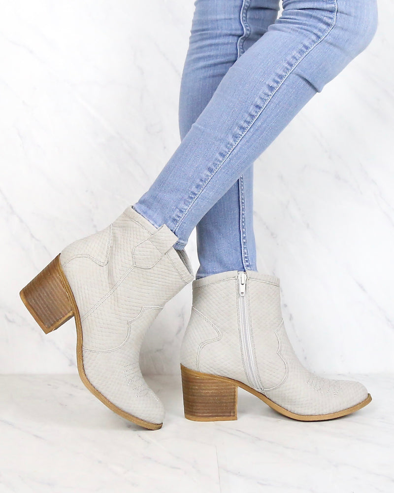 Dirty Laundry - Unite Snake Ankle Booties in Grey