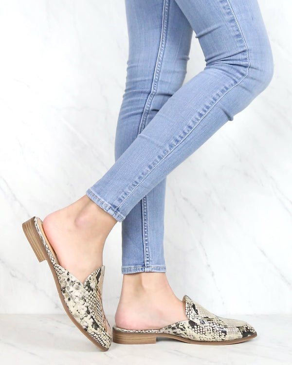 snakeskin - flats - CL - chinese laundry - animal print - pointy toe -  beige