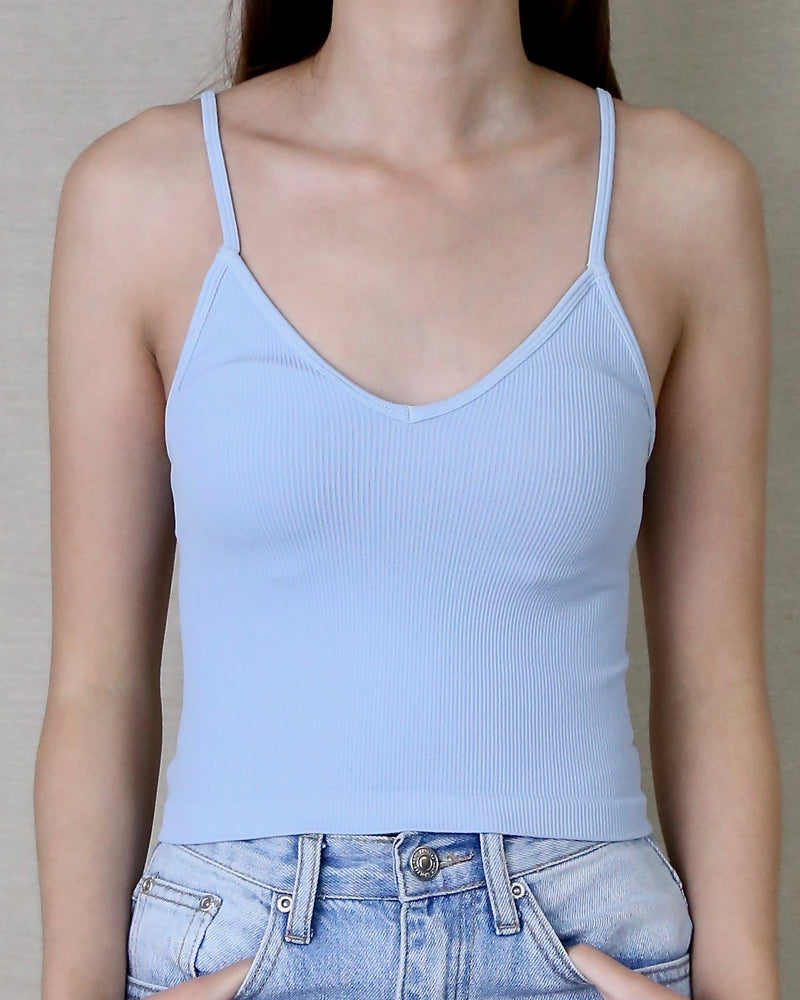 Rebecca Ribbed V-Neck Crop Top in More Colors