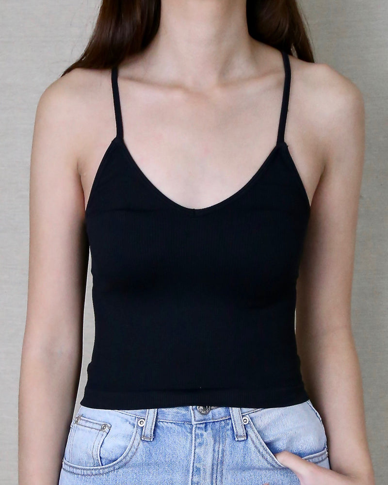 Rebecca Ribbed V-Neck Crop Top in More Colors