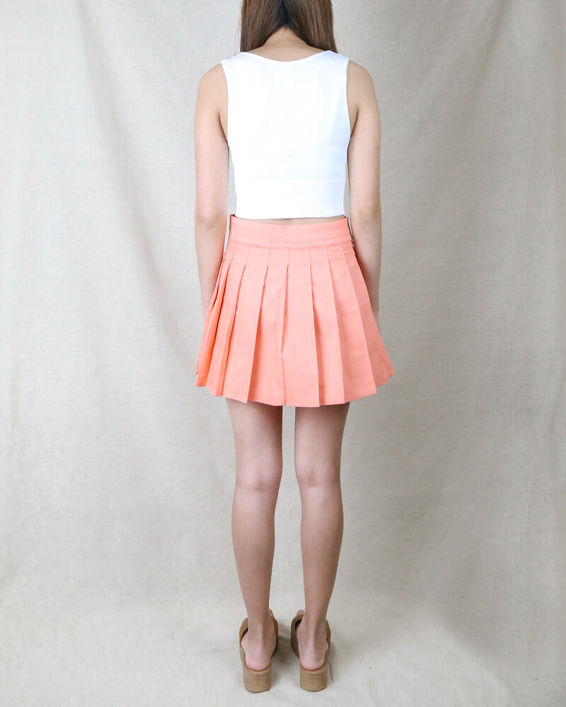 Princess Pleated Mini Tennis Skirt in Peach