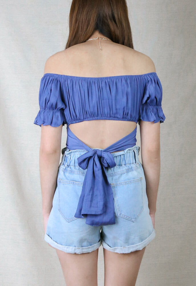 Mia Satin Tie Back Ruched Crop Top in More colors