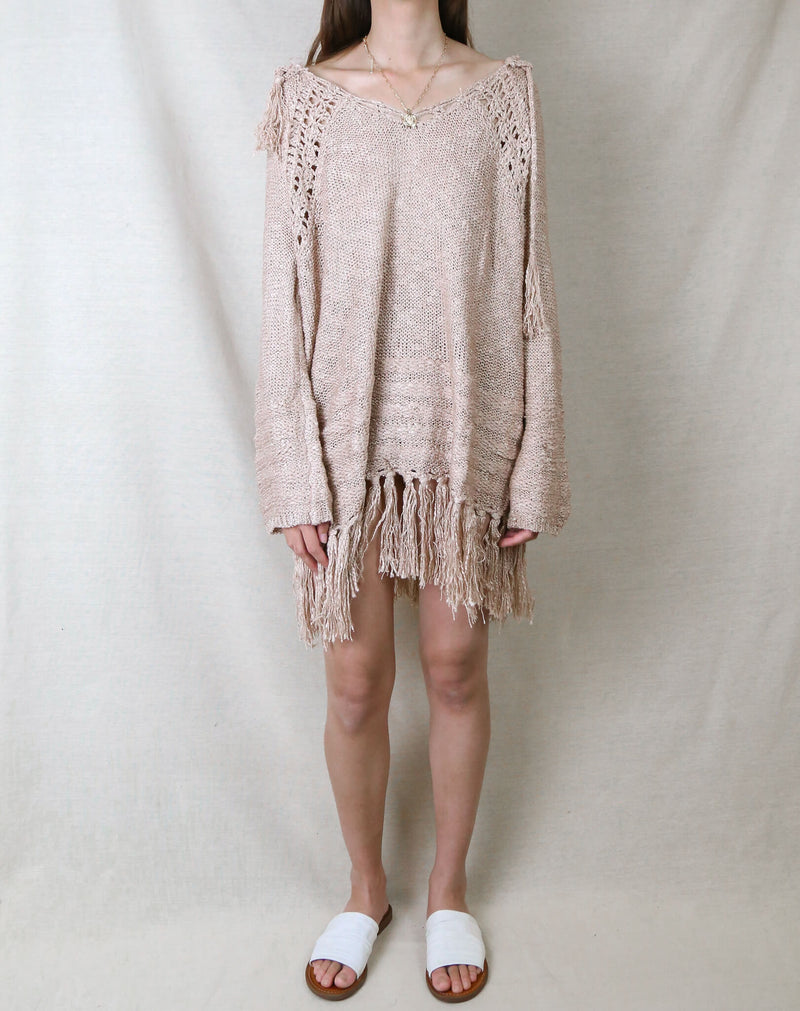 Knit Hoodie Pullover Sweater in Dusty Pink