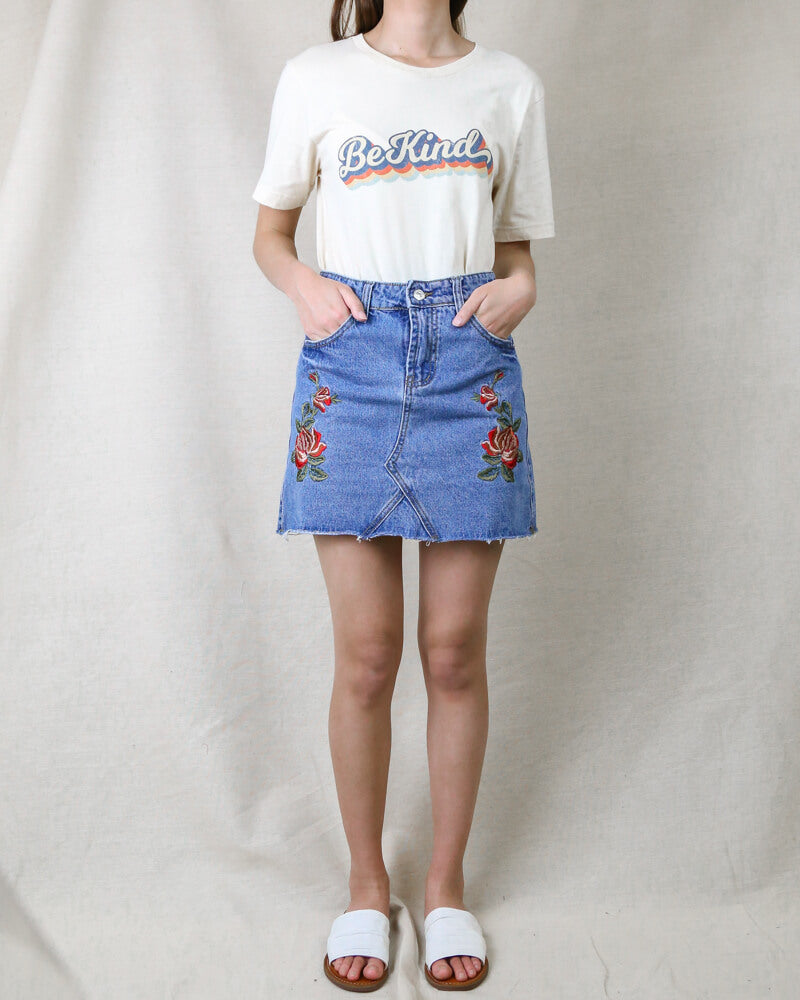 Showstopper Embroidered Denim Skirt in More Colors