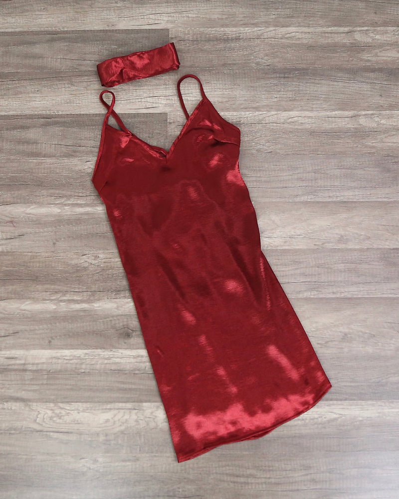 Final Sale - Reverse - Choker Slip Dress in Maroon