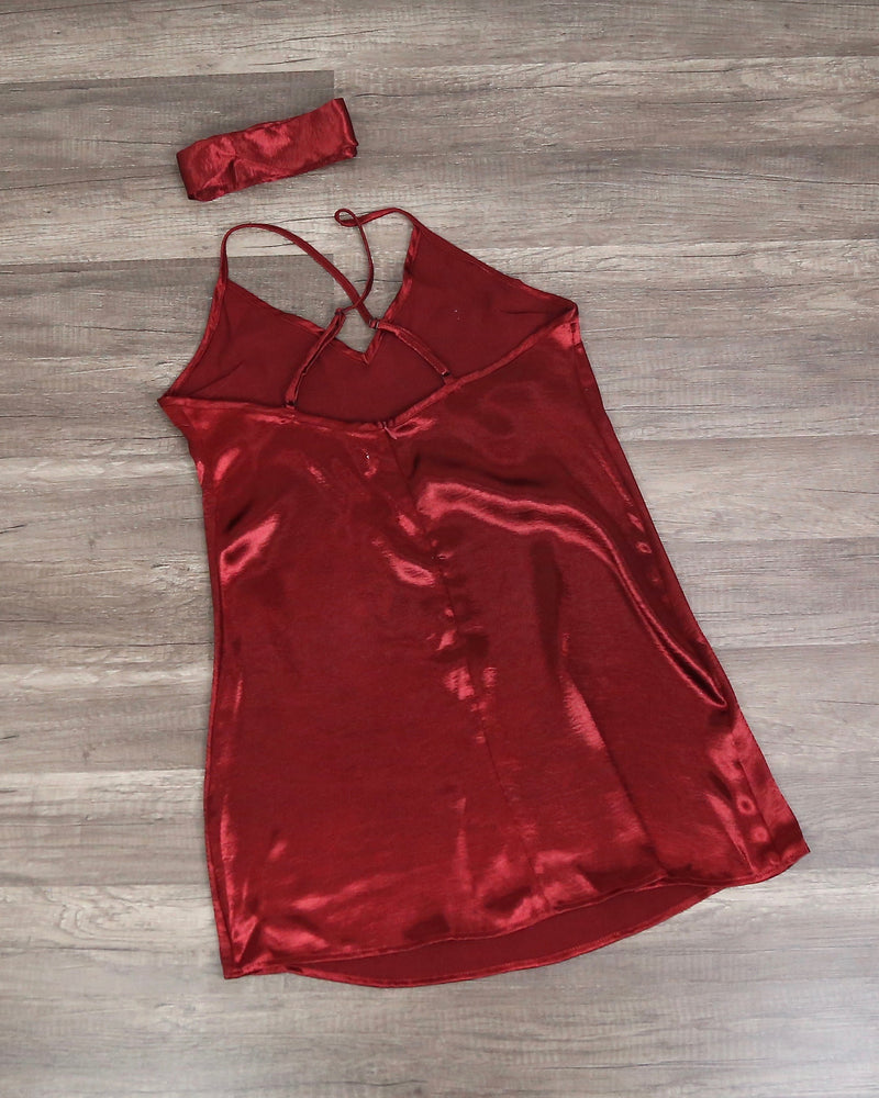 Final Sale - Reverse - Choker Slip Dress in Maroon