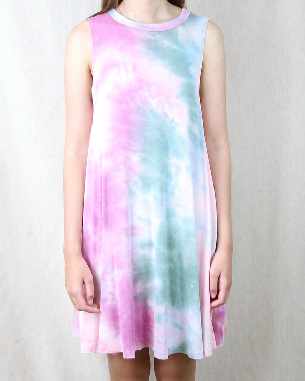 To Dye For Shirt Tank Dress in Olive and Pink Tie Dye