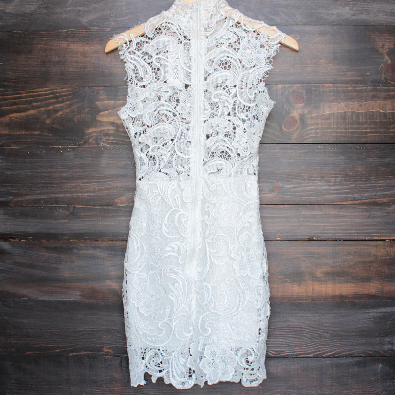Lioness wedding bells sleeveless lace bodycon dress in white - shophearts - 2