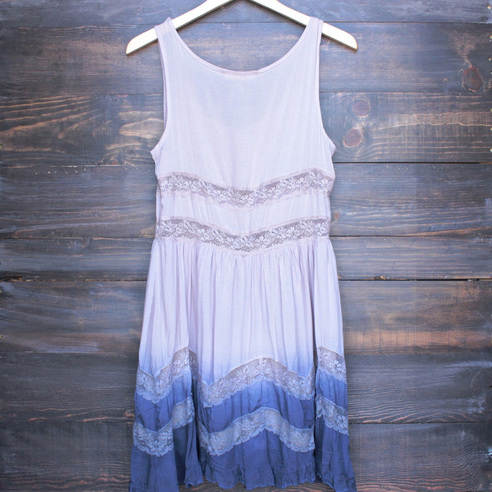 dip dye boho lace trim trapeze slip dress in mocha and navy - shophearts - 2