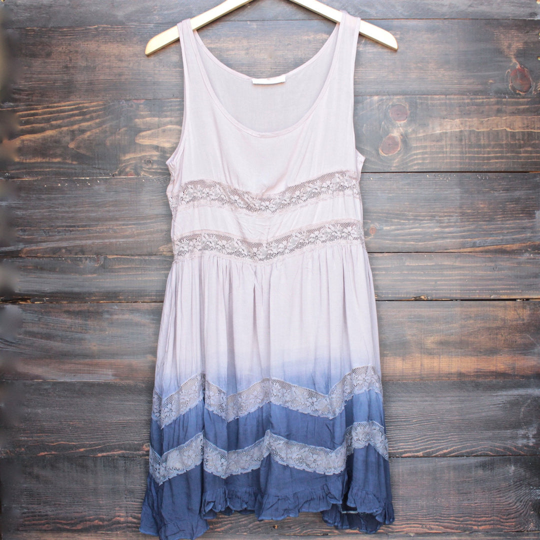 dip dye boho lace trim trapeze slip dress in mocha and navy - shophearts - 1