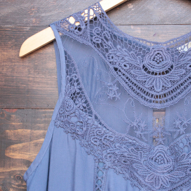 slate blue boho crochet lace dress - shophearts - 3