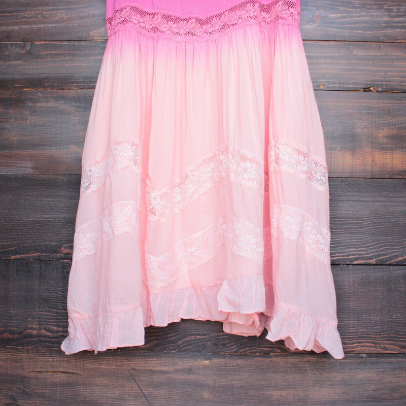 dip dye boho lace trim trapeze slip dress in pink - shophearts - 3
