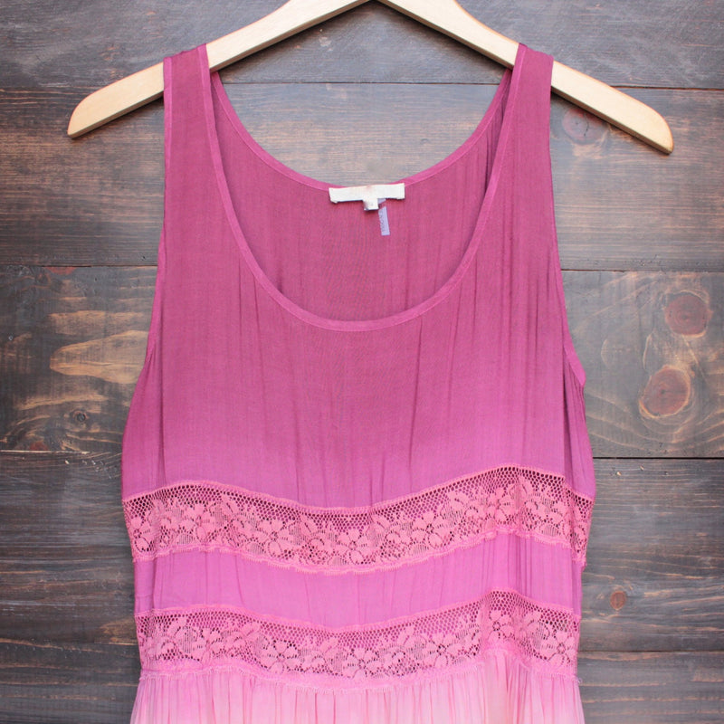 dip dye boho lace trim trapeze slip dress in pink - shophearts - 4