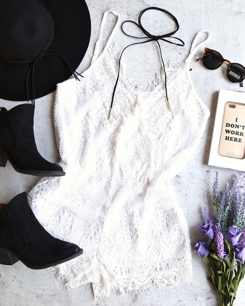 Final Sale - Bat Your Lashes Boho Romper in Ivory