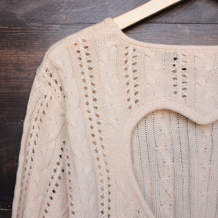 heart cut out sweater in beige by reverse - shophearts - 4
