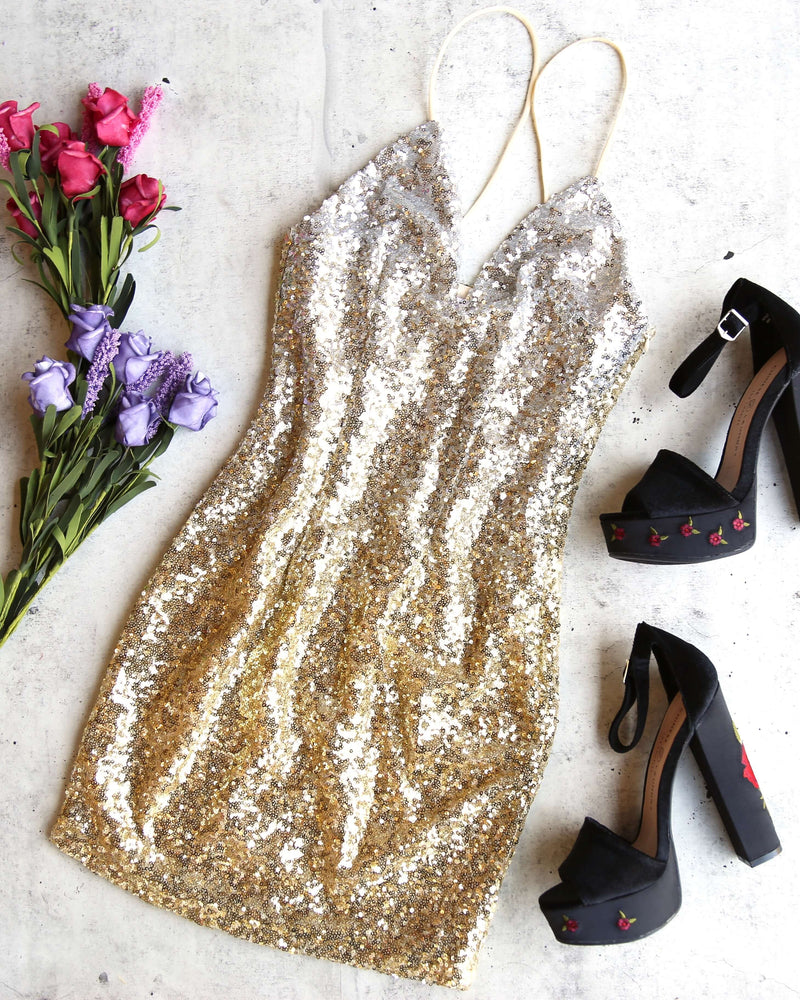 Golden Hour Ombre Sequin Bodycon Dress