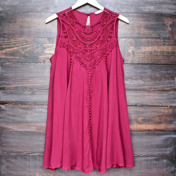 burgundy boho crochet lace dress - shophearts - 1