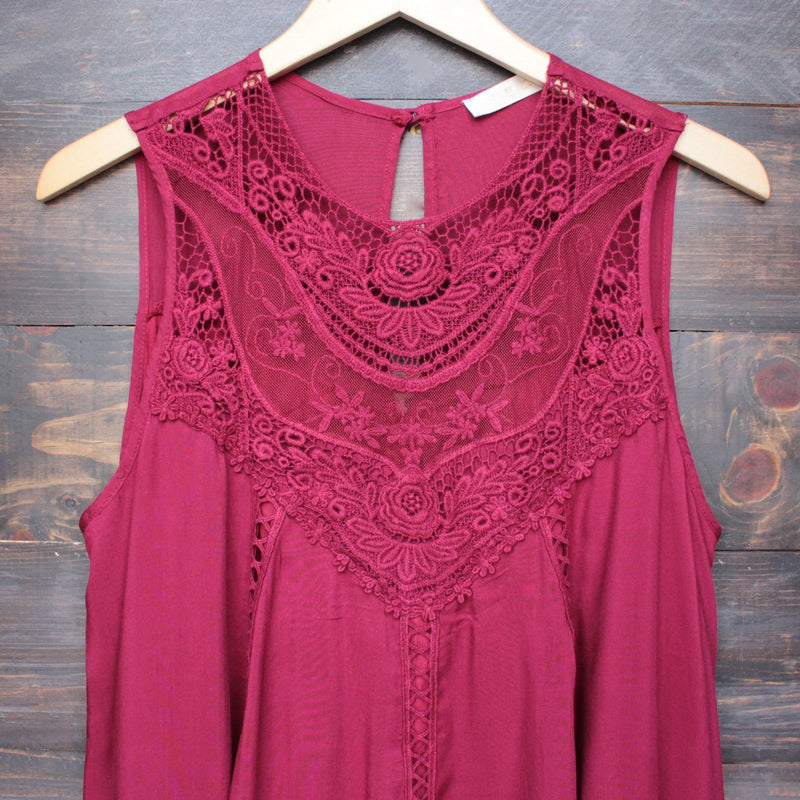 burgundy boho crochet lace dress - shophearts - 3