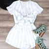 Reverse - Wait For Her Romper in White/Blue Romper