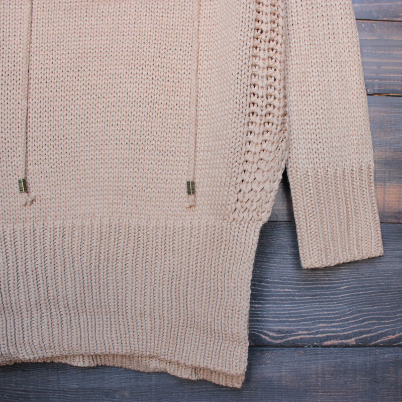 lace-up knit sweater in tan - shophearts - 4