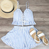 Final Sale - Reverse - Striped Denim Blue & White Two Piece Set