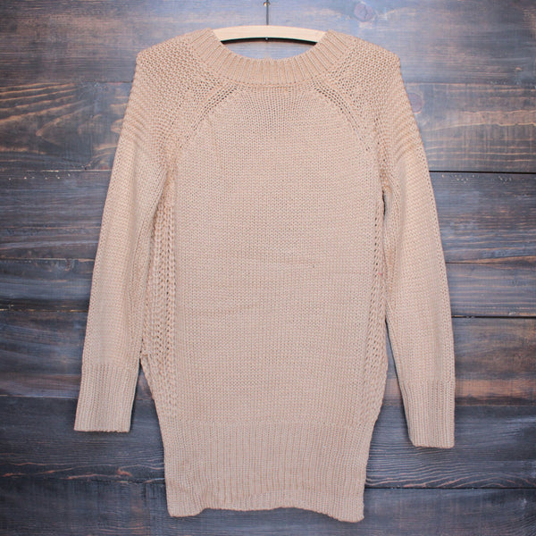 lace-up knit sweater in tan - shophearts - 2