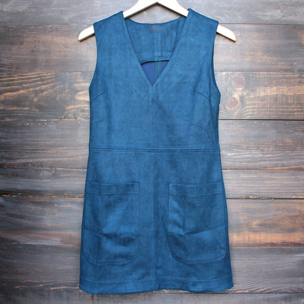 I suede it sleeveless dress in navy - shophearts - 1